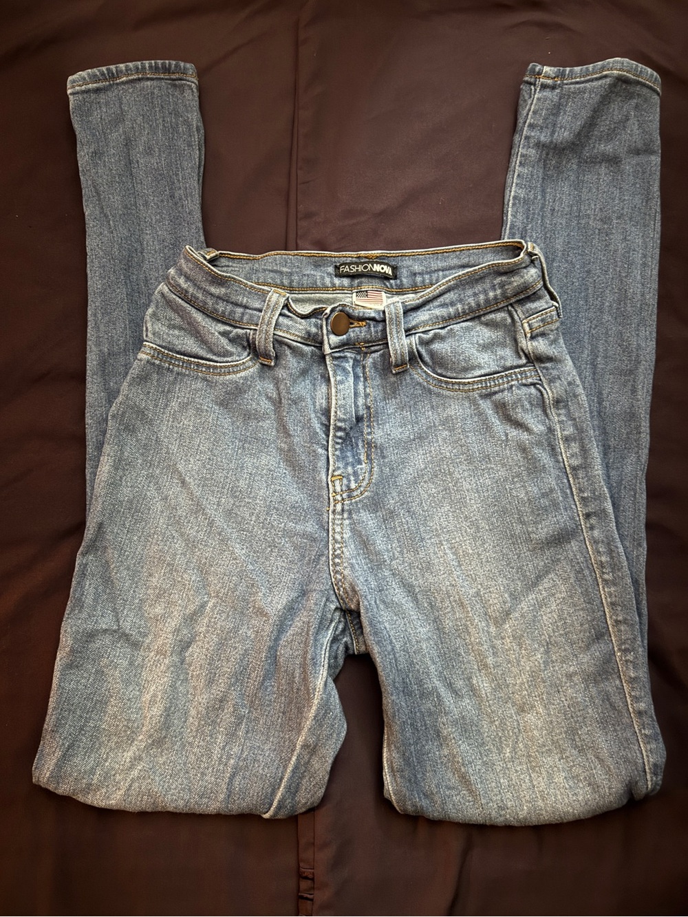 Fashion Nova Skinny High-Rise Jeans in Light Blue Wash